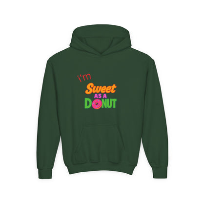 Youth Hooded Sweatshirt - Sweet as a Donut - Kids' Cozy Fashion, Birthday Gift, Cute Apparel, Fun Party Wear, Everyday Style