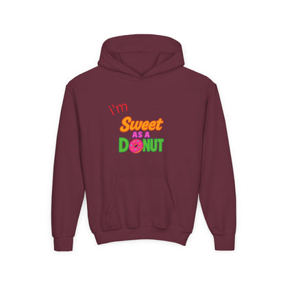 Youth Hooded Sweatshirt - Sweet as a Donut - Kids' Cozy Fashion, Birthday Gift, Cute Apparel, Fun Party Wear, Everyday Style
