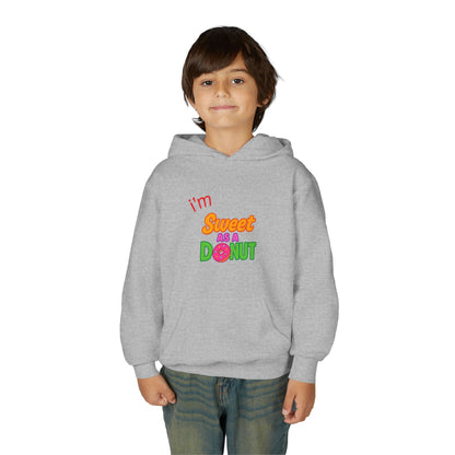 Youth Hooded Sweatshirt - Sweet as a Donut - Kids' Cozy Fashion, Birthday Gift, Cute Apparel, Fun Party Wear, Everyday Style