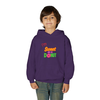 Youth Hooded Sweatshirt - Sweet as a Donut - Kids' Cozy Fashion, Birthday Gift, Cute Apparel, Fun Party Wear, Everyday Style