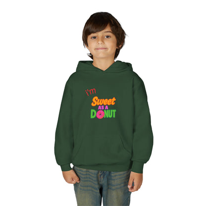 Youth Hooded Sweatshirt - Sweet as a Donut - Kids' Cozy Fashion, Birthday Gift, Cute Apparel, Fun Party Wear, Everyday Style