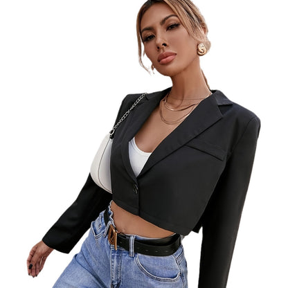 Fashion Hot Girl Slimming Open Belly Button Suit Short Jacket