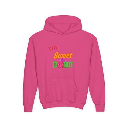 Youth Hooded Sweatshirt - Sweet as a Donut - Kids' Cozy Fashion, Birthday Gift, Cute Apparel, Fun Party Wear, Everyday Style