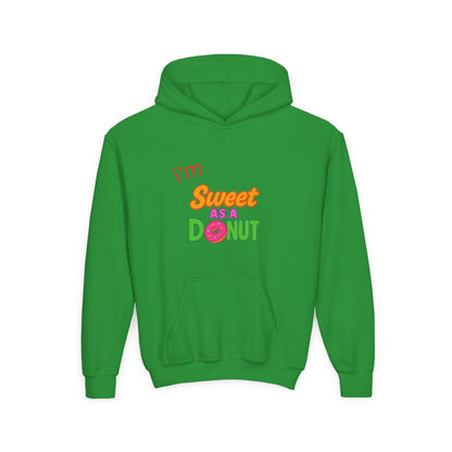 Youth Hooded Sweatshirt - Sweet as a Donut - Kids' Cozy Fashion, Birthday Gift, Cute Apparel, Fun Party Wear, Everyday Style
