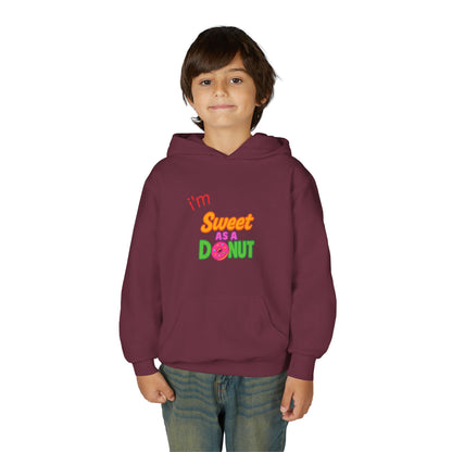 Youth Hooded Sweatshirt - Sweet as a Donut - Kids' Cozy Fashion, Birthday Gift, Cute Apparel, Fun Party Wear, Everyday Style