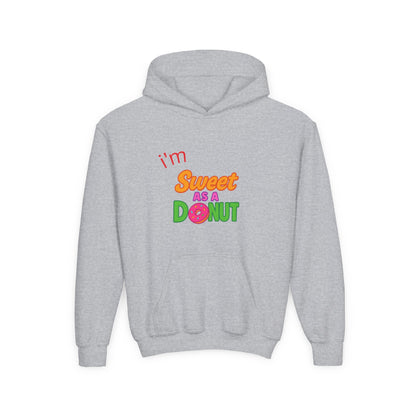 Youth Hooded Sweatshirt - Sweet as a Donut - Kids' Cozy Fashion, Birthday Gift, Cute Apparel, Fun Party Wear, Everyday Style